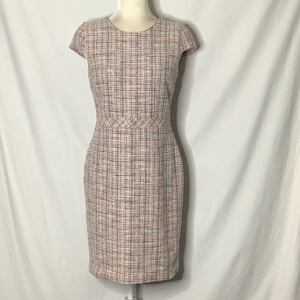 Banana Republic Pink Tweed Midi Dress